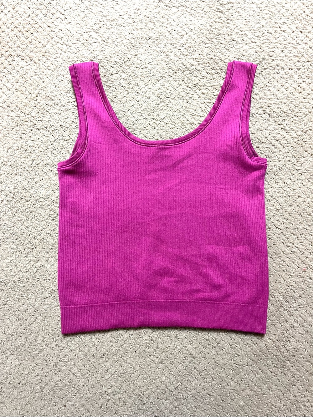 Athleta Girl Rise Above Ribbed Cropped Tank in Hot Pink Sz L (12) - Picture 2 of 6